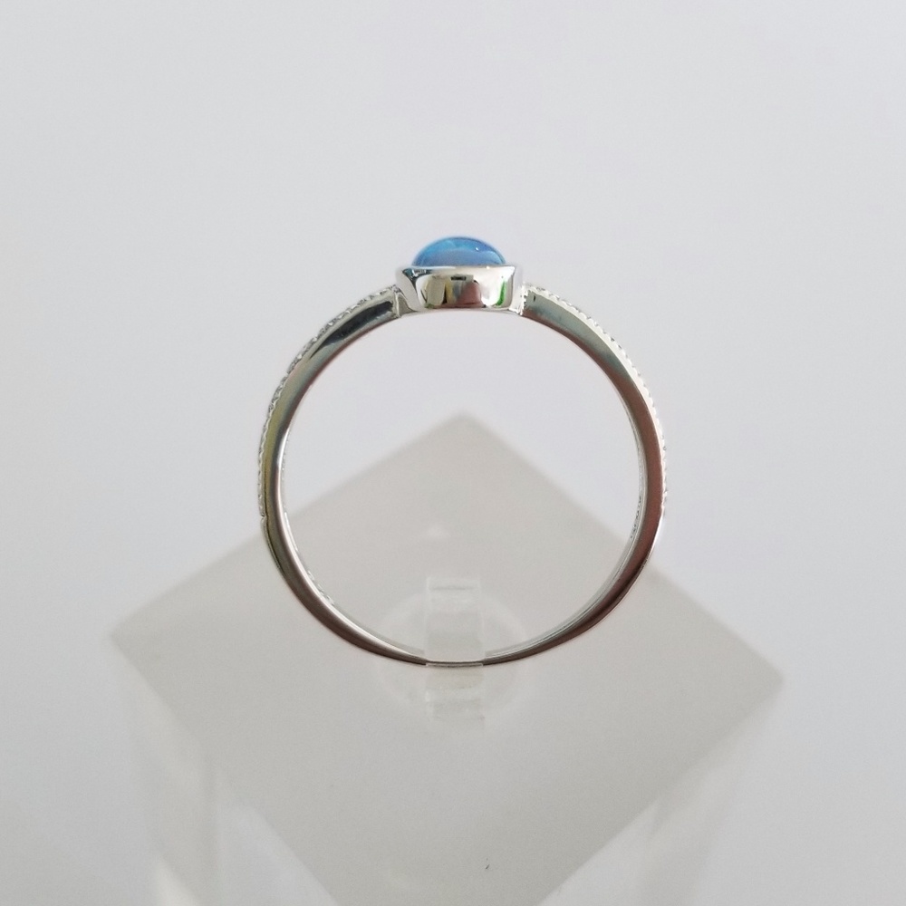 18k Over Sterling Blue Opal Ring - Picture 4 of 8